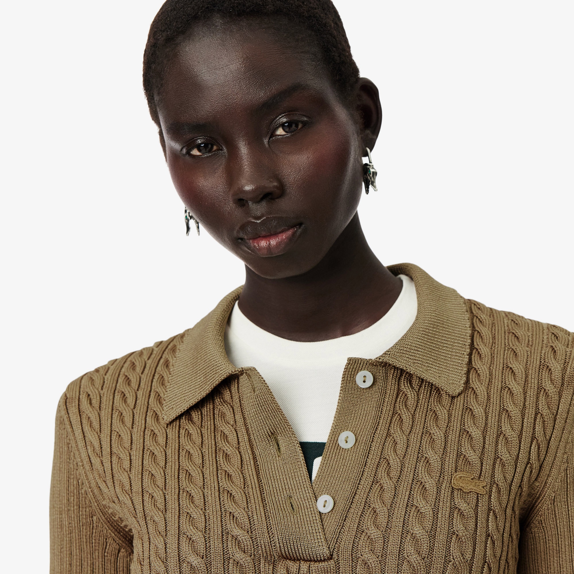 Lacoste Runway Kadın Kısa Kollu Polo Yaka Kahverengi Triko