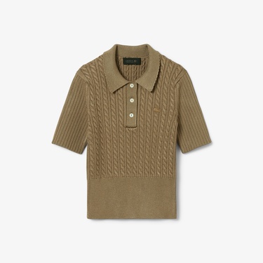  Lacoste Runway Kadın Kısa Kollu Polo Yaka Kahverengi Triko