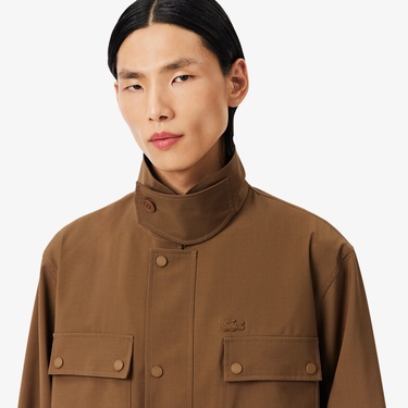  Lacoste Runway Erkek Regular Fit Dik Yaka Kahverengi Ceket