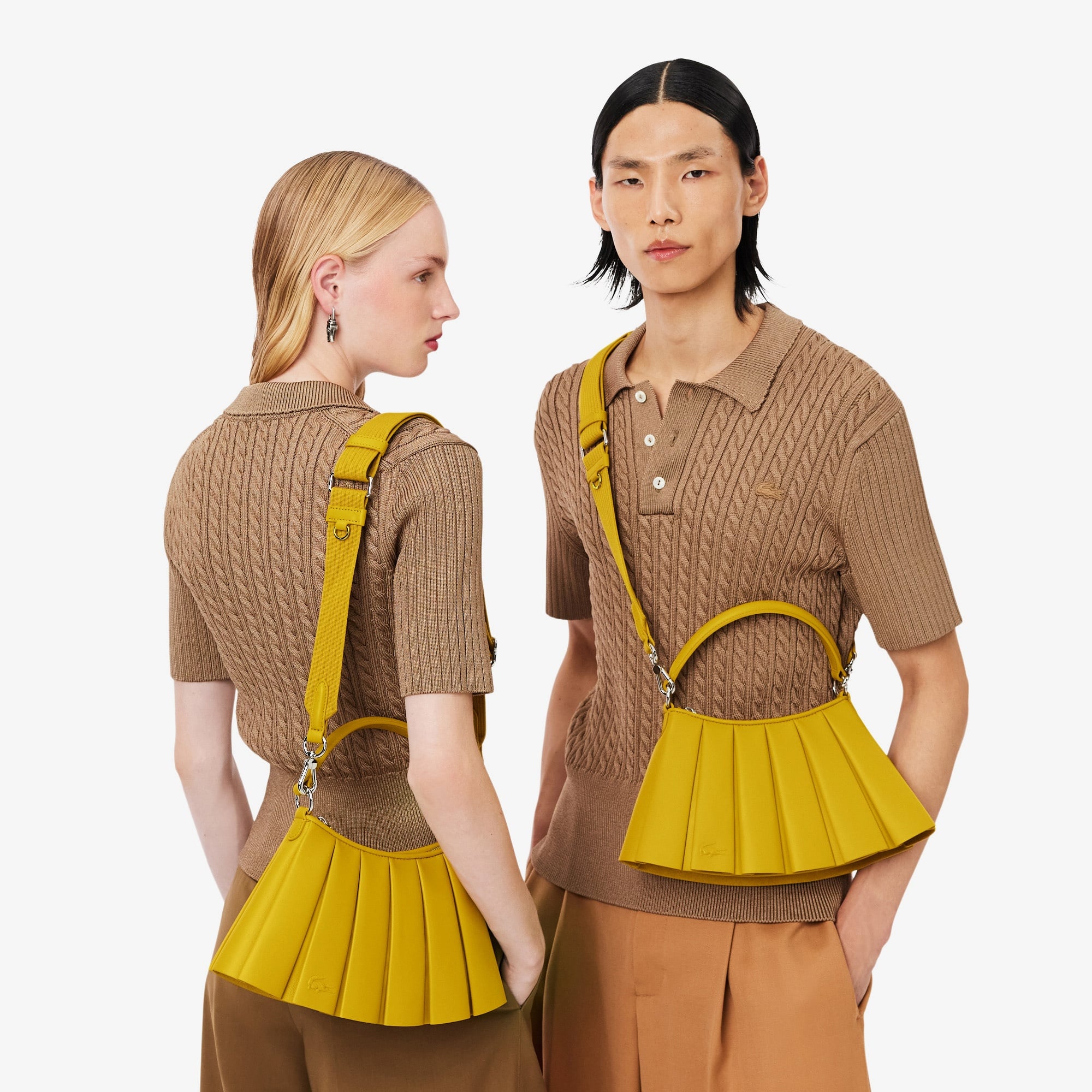 Lacoste Small Lenglen Kadın Deri Sarı Omuz Çantası