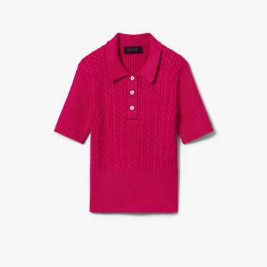 Lacoste Runway Kadın Kısa Kollu Polo Yaka Pembe Triko