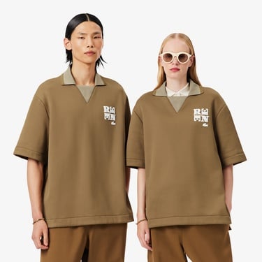  Lacoste Runway Unisex Oversize Fit Kahverengi Polo