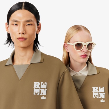  Lacoste Runway Unisex Oversize Fit Kahverengi Polo