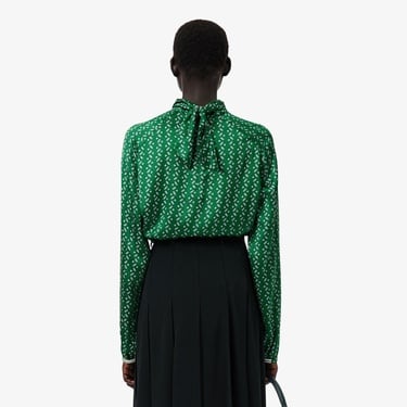  Lacoste Runway Kadın Desenli Yeşil Bluz