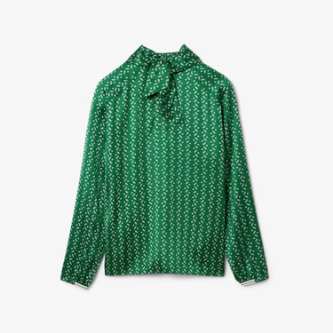  Lacoste Runway Kadın Desenli Yeşil Bluz