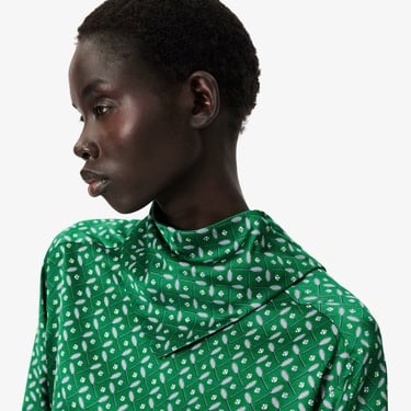  Lacoste Runway Kadın Desenli Yeşil Bluz