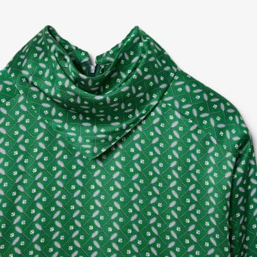  Lacoste Runway Kadın Desenli Yeşil Bluz