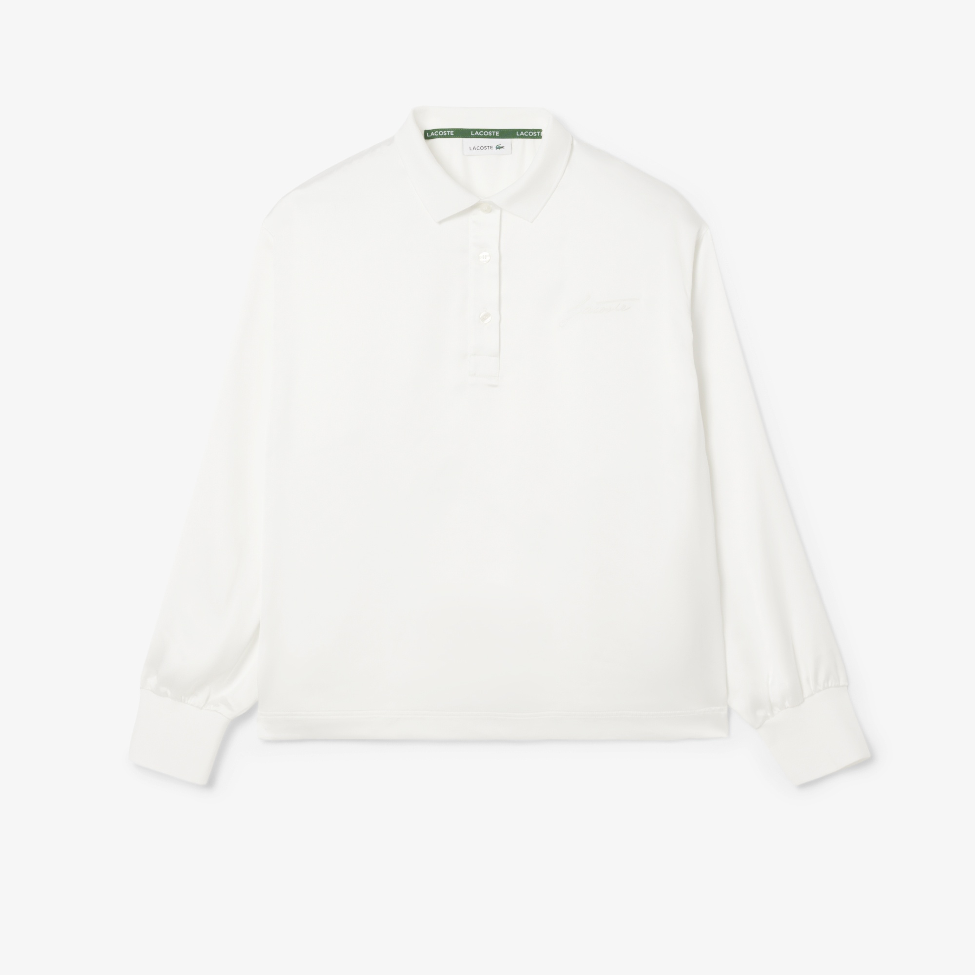 Lacoste Kadın Oversize Fit Polo Yaka Beyaz Gömlek
