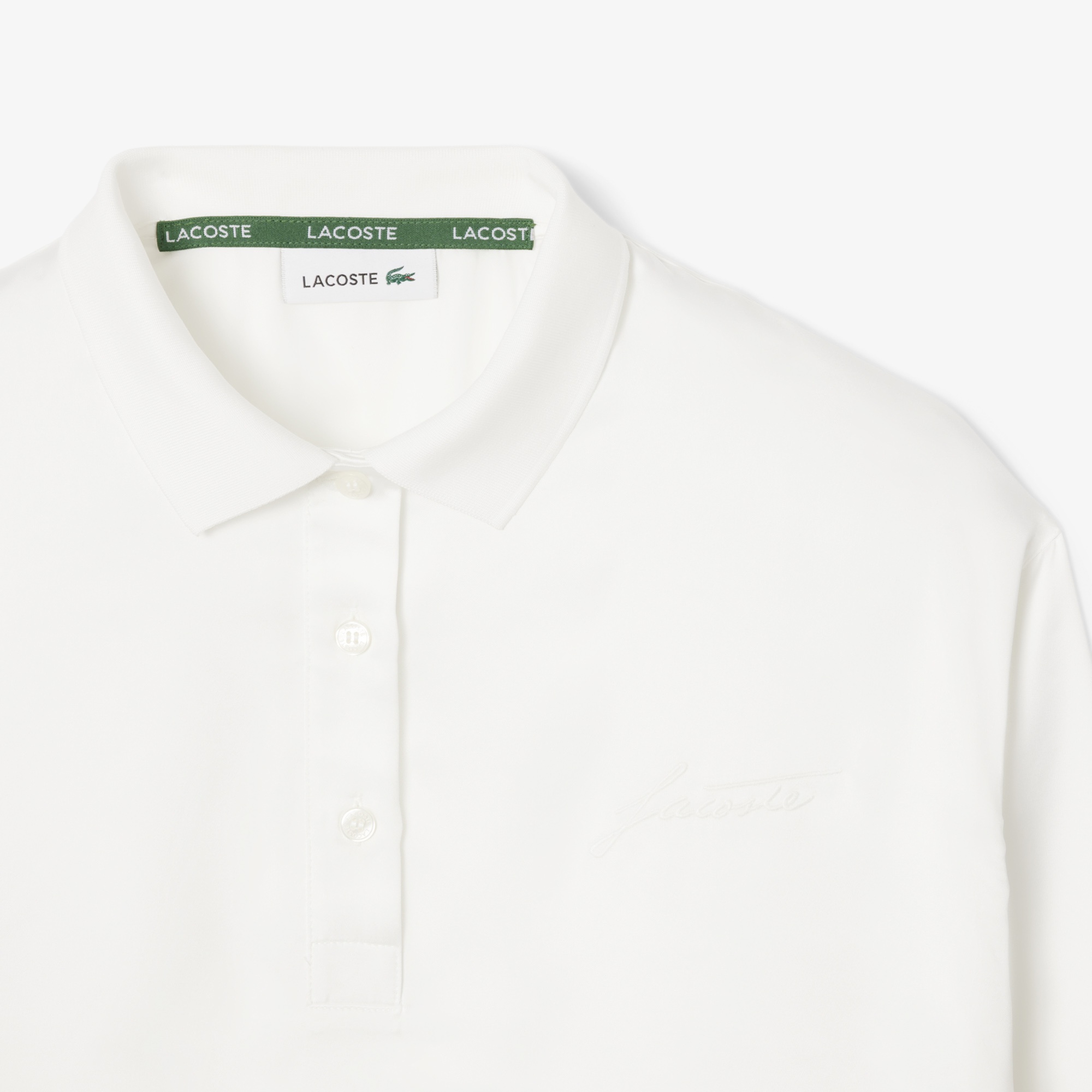 Lacoste Kadın Oversize Fit Polo Yaka Beyaz Gömlek
