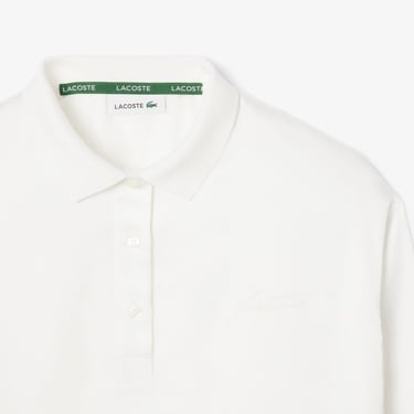  Lacoste Kadın Oversize Fit Polo Yaka Beyaz Gömlek