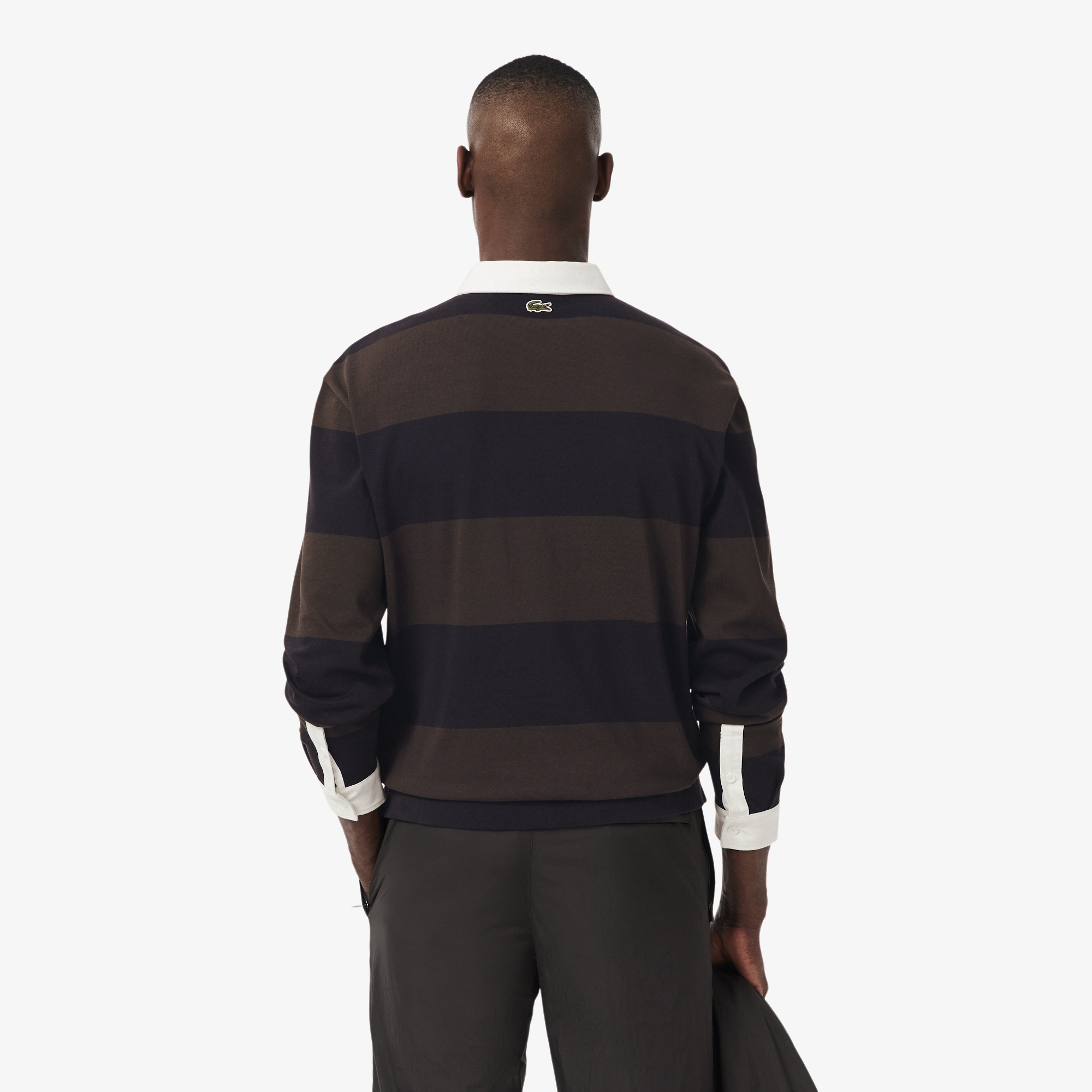 Lacoste Erkek Relaxed Fit Çizgili Koyu Mavi Rugby Polo