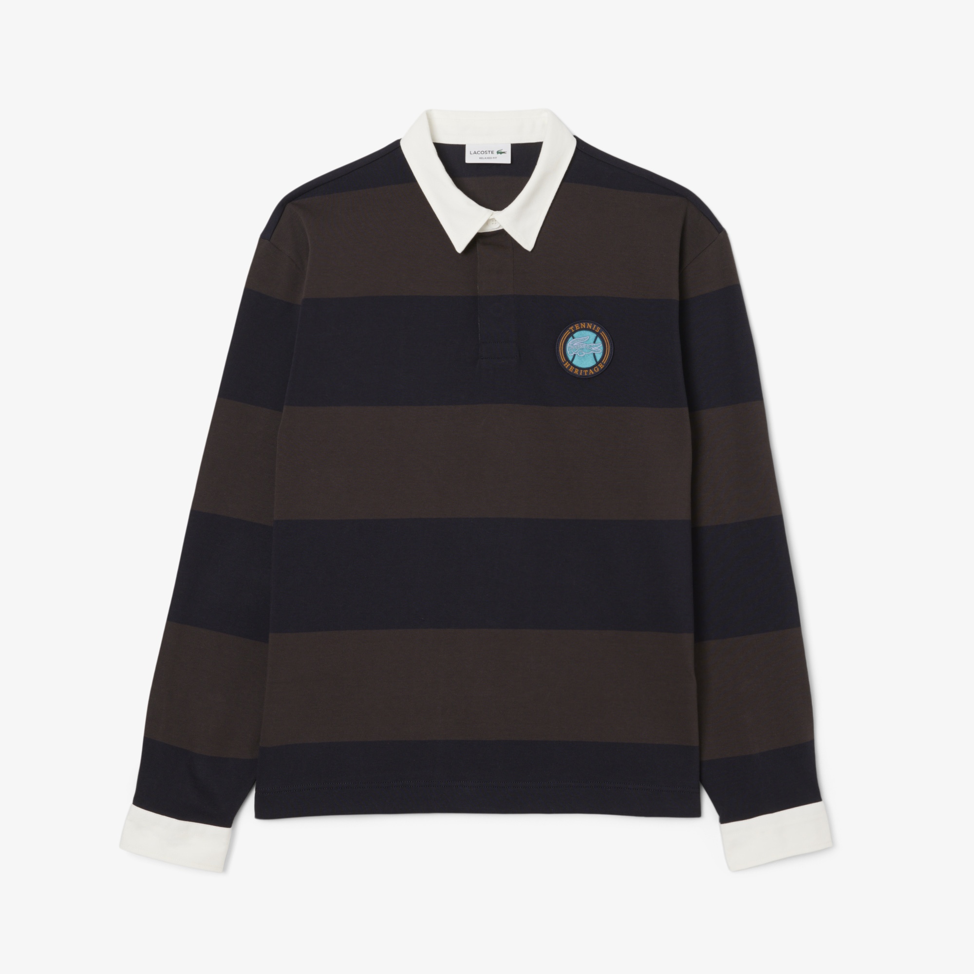 Lacoste Erkek Relaxed Fit Çizgili Koyu Mavi Rugby Polo