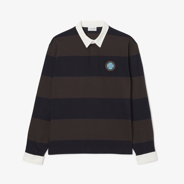  Lacoste Erkek Relaxed Fit Çizgili Koyu Mavi Rugby Polo