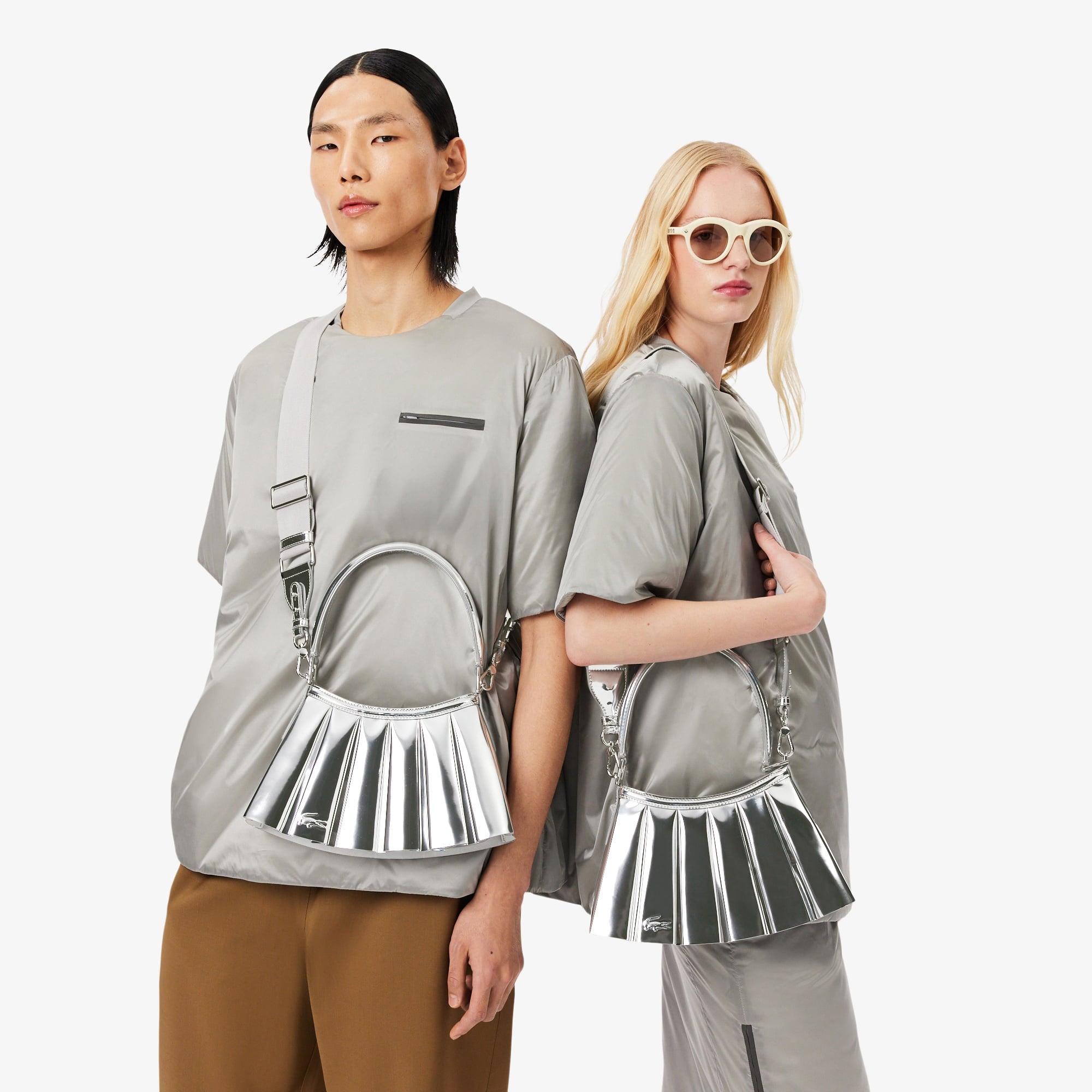 Lacoste Runway Small Lenglen Kadın Gri Omuz Çantası