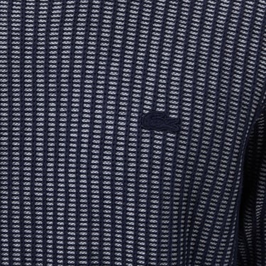  Lacoste Erkek Classic Fit Bisiklet Yaka Desenli Lacivert Kazak