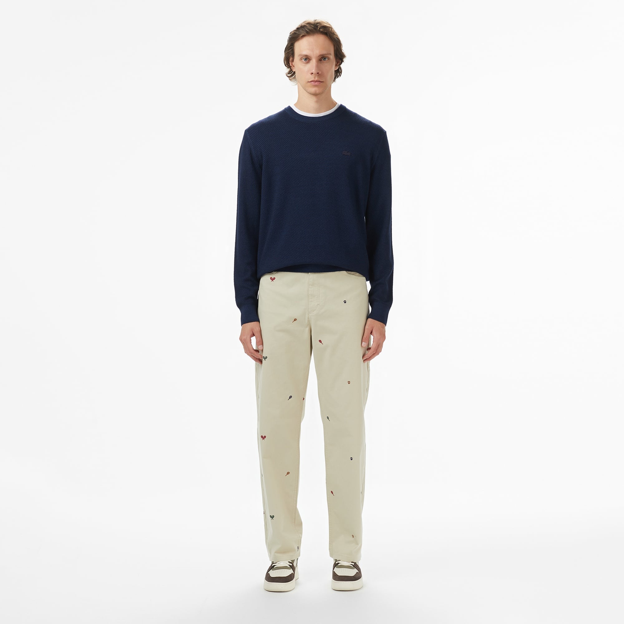 Erkek Classic Fit Bisiklet Yaka Yün Lacivert Kazak