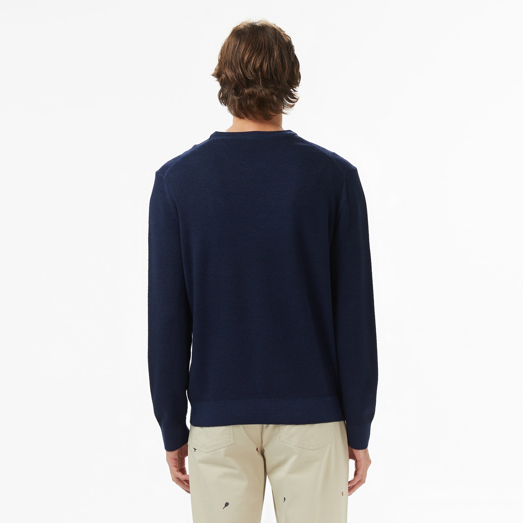 Erkek Classic Fit Bisiklet Yaka Yün Lacivert Kazak