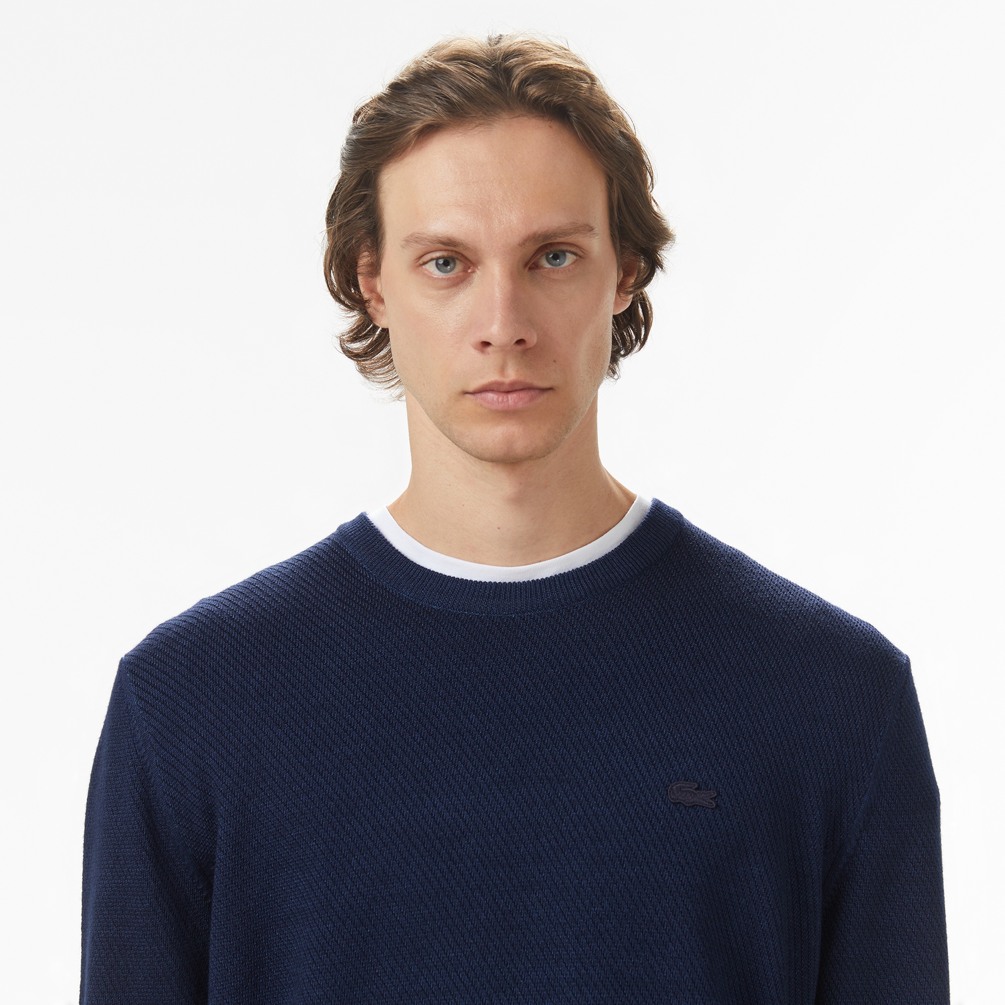 Erkek Classic Fit Bisiklet Yaka Yün Lacivert Kazak