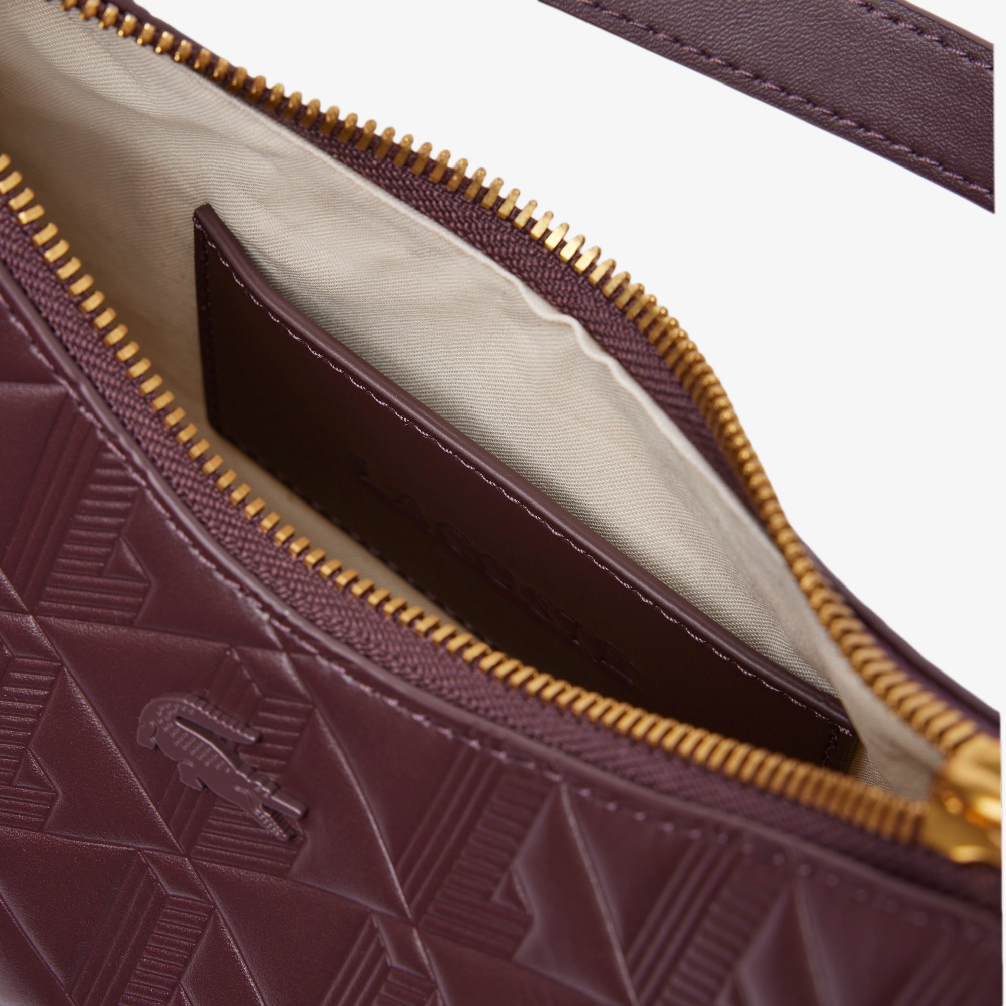 Lacoste Maheki Kadın Monogram Deri Koyu Kahverengi Omuz Çantası