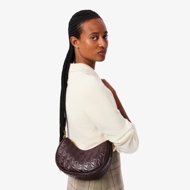  Lacoste Maheki Kadın Monogram Deri Koyu Kahverengi Omuz Çantası