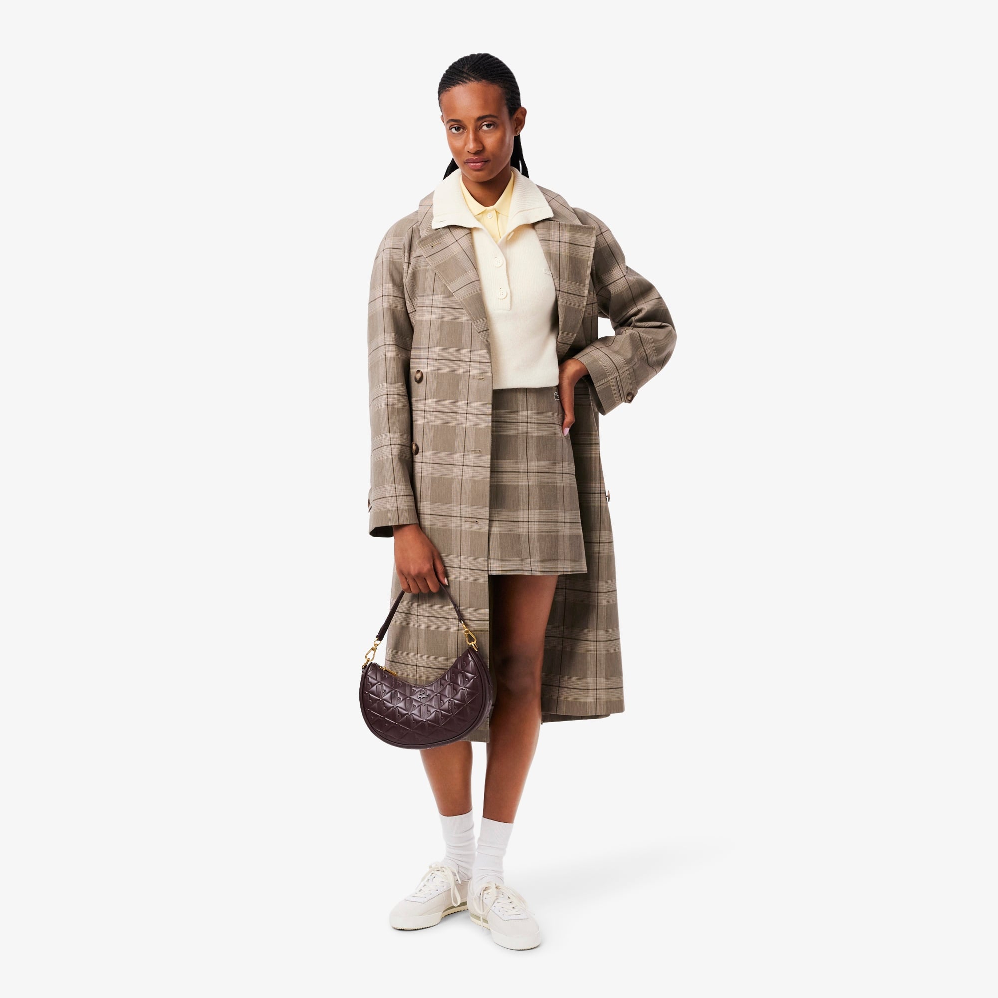 Lacoste Maheki Kadın Monogram Deri Koyu Kahverengi Omuz Çantası