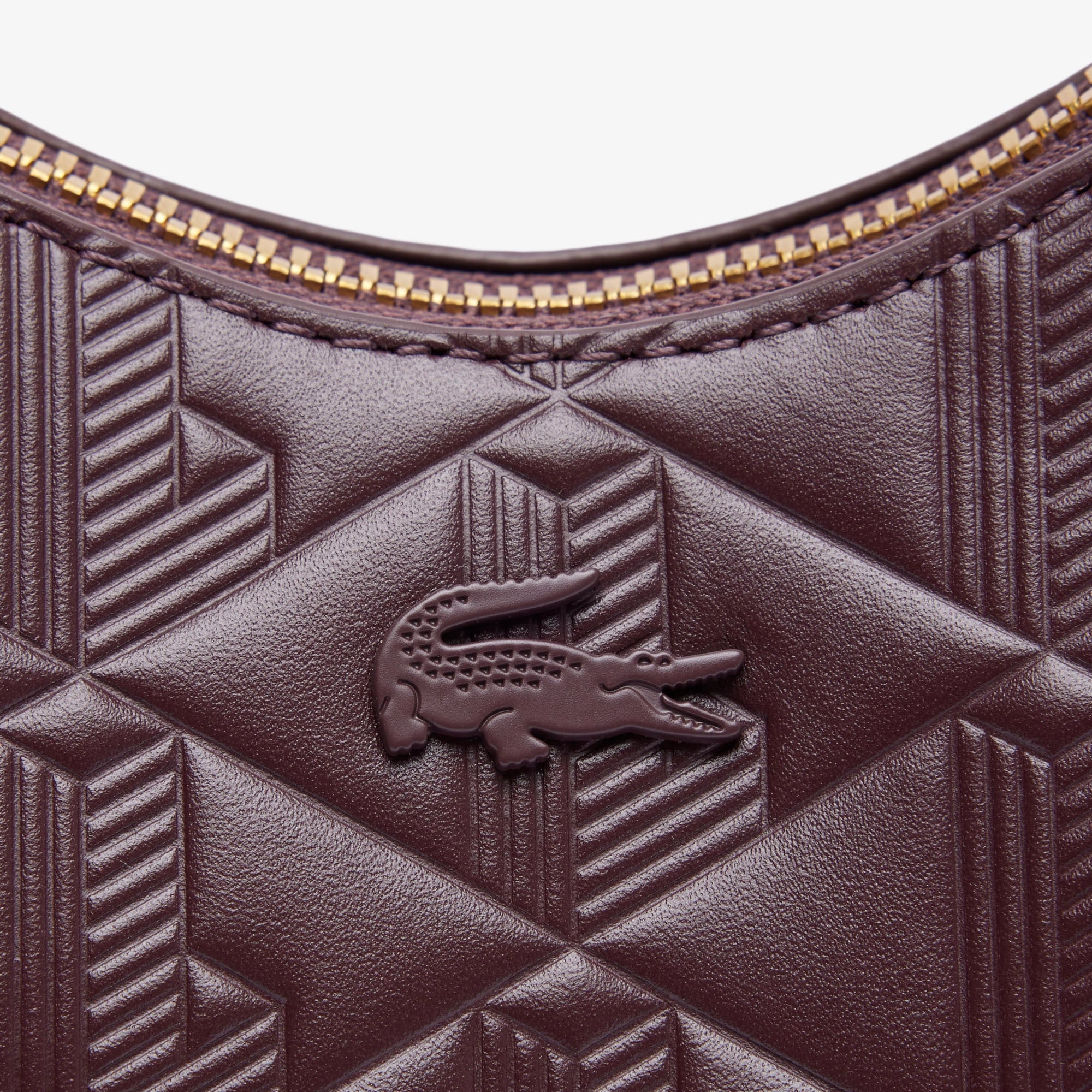 Lacoste Maheki Kadın Monogram Deri Koyu Kahverengi Omuz Çantası