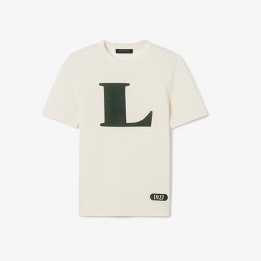  Lacoste Runway Kadın Bisiklet Yaka Baskılı İpek Beyaz T-Shirt