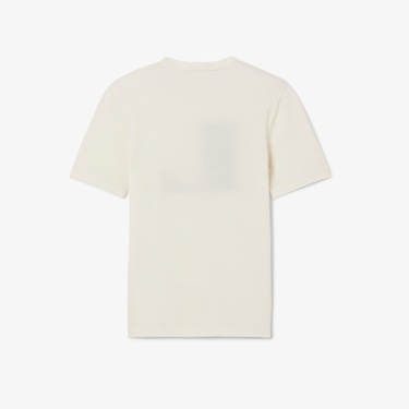  Lacoste Runway Kadın Bisiklet Yaka Baskılı İpek Beyaz T-Shirt