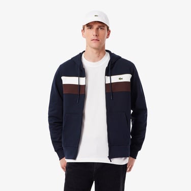  Lacoste Erkek Classic Fit Kapüşonlu Renk Bloklu Lacivert Sweatshirt