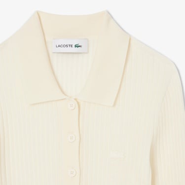  Lacoste Kadın Regular Fit Polo Yaka Krem Kazak