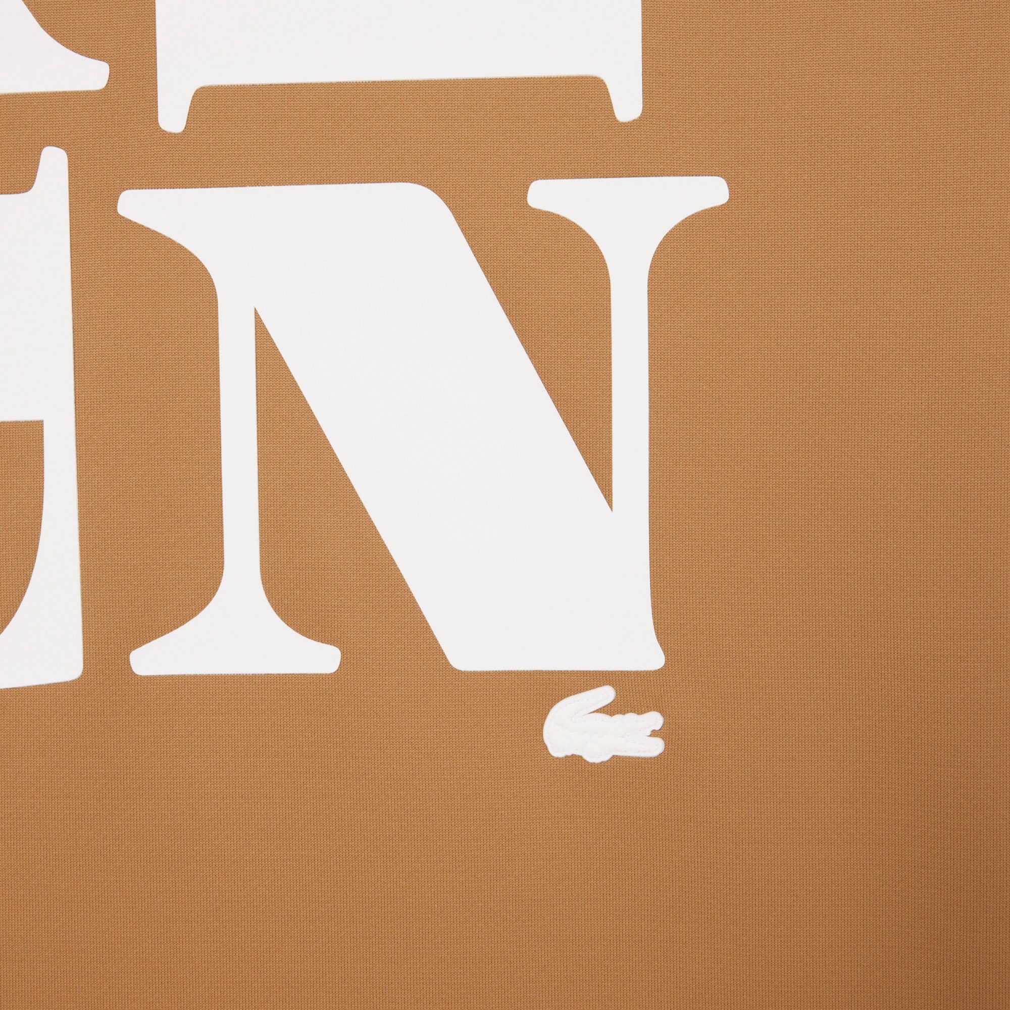 Lacoste Runway Unisex Relaxed Fit Bisiklet Yaka Baskılı Kahverengi T-Shirt