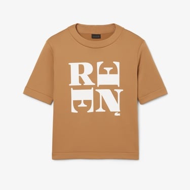  Lacoste Runway Unisex Relaxed Fit Bisiklet Yaka Baskılı Kahverengi T-Shirt