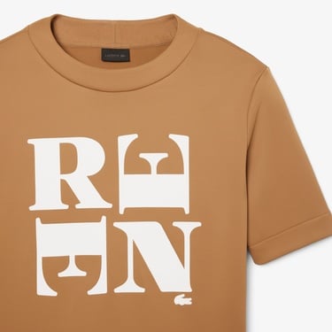  Lacoste Runway Unisex Relaxed Fit Bisiklet Yaka Baskılı Kahverengi T-Shirt
