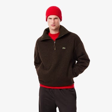  Lacoste Erkek Loose Fit Yarım Fermuarlı Kahverengi Sweatshirt