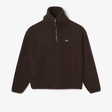  Lacoste Erkek Loose Fit Yarım Fermuarlı Kahverengi Sweatshirt