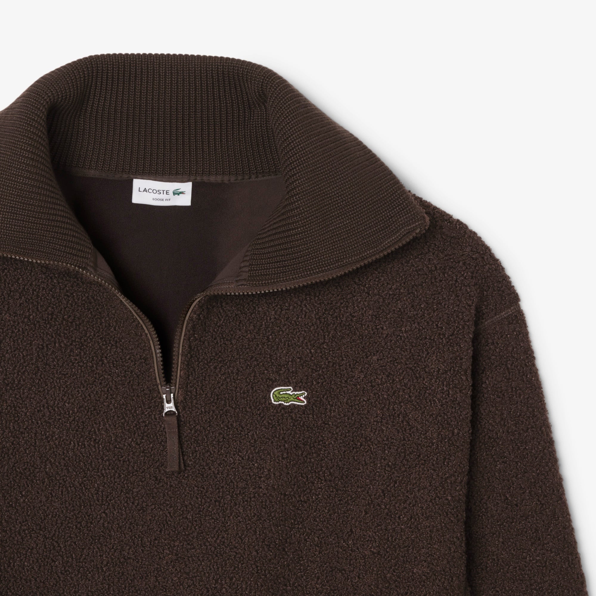 Lacoste Erkek Loose Fit Yarım Fermuarlı Kahverengi Sweatshirt