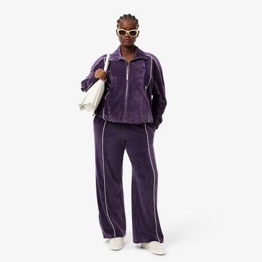  Lacoste Kadın Wide Leg Kadife Mor Eşofman Altı