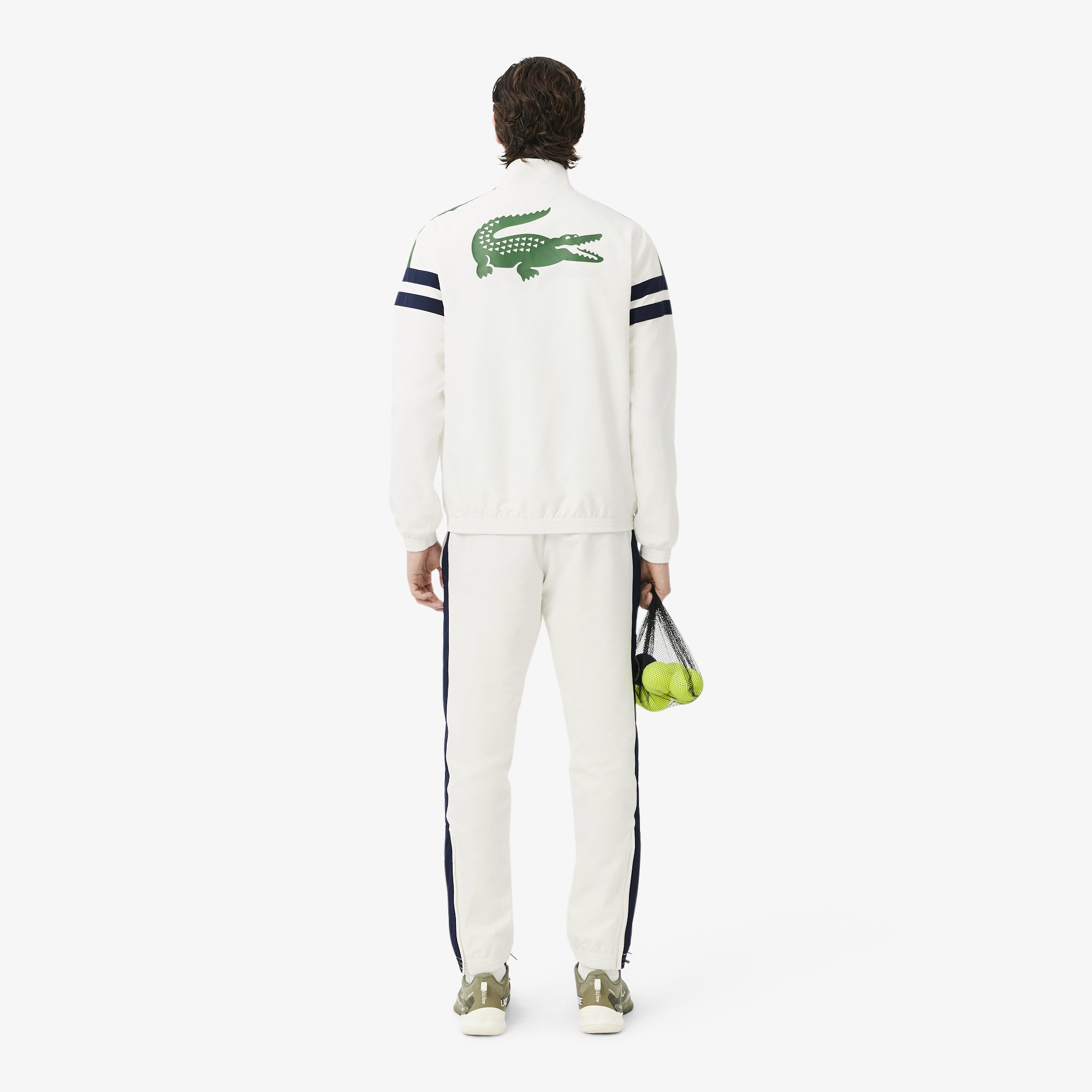Lacoste Erkek Regular Fit Fermuarlı Renk Bloklu Beyaz Eşofman Takımı
