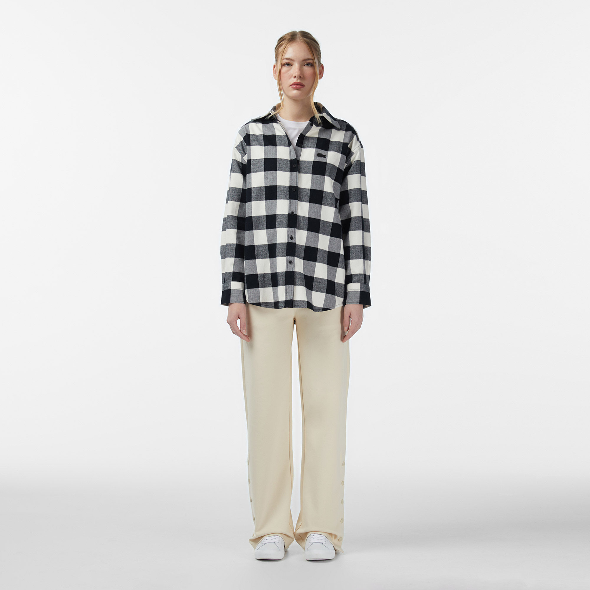  Lacoste Kadın Straight Fit Krem Eşofman Altı