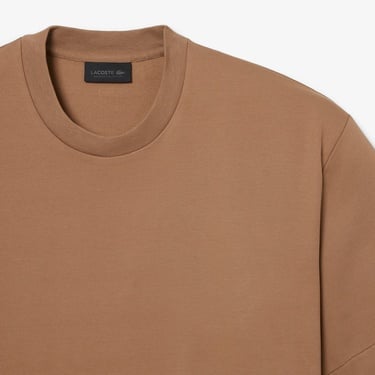  Lacoste Runway Erkek Relaxed Fit Bisiklet Yaka Baskılı Kahverengi T-Shirt