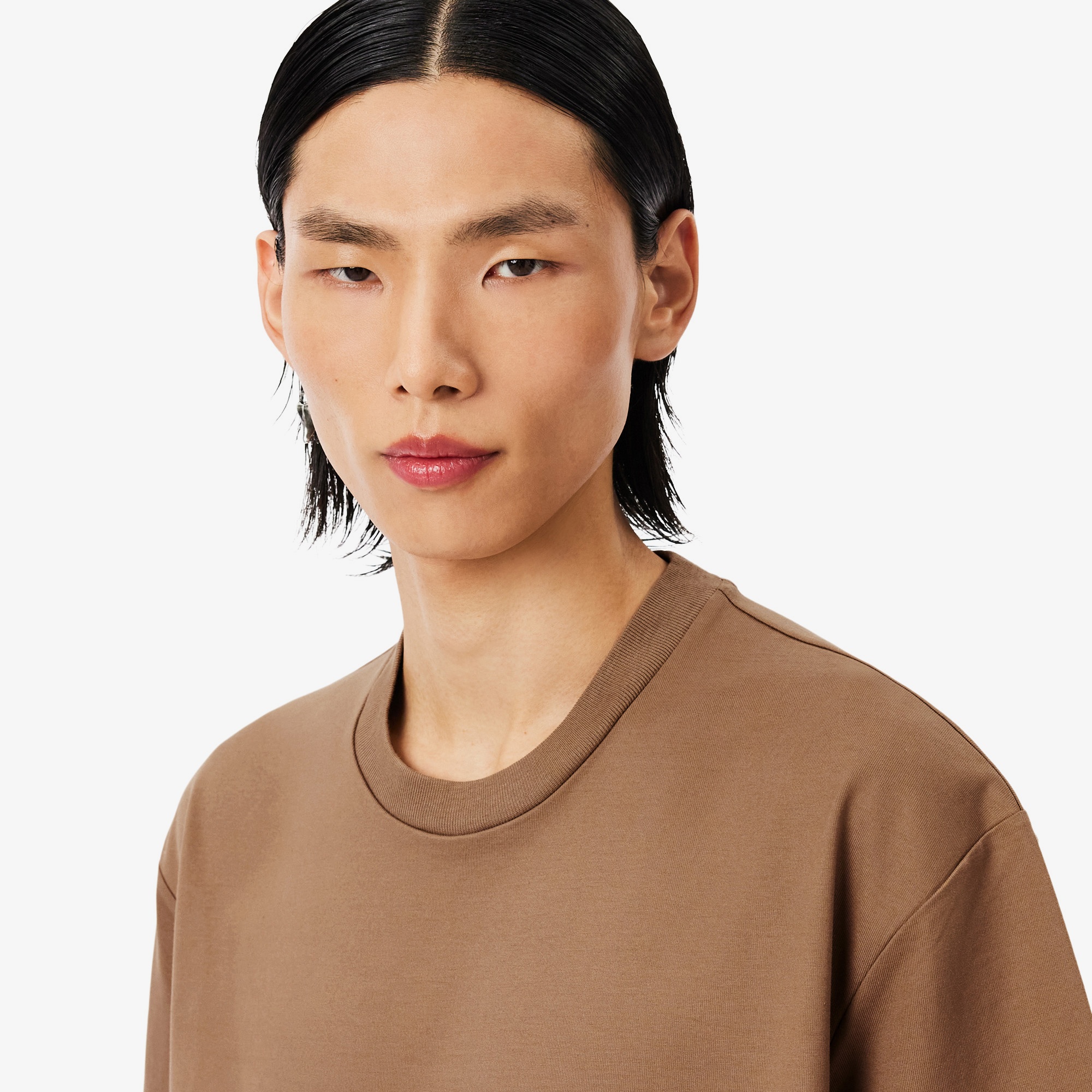 Lacoste Runway Erkek Relaxed Fit Bisiklet Yaka Baskılı Kahverengi T-Shirt