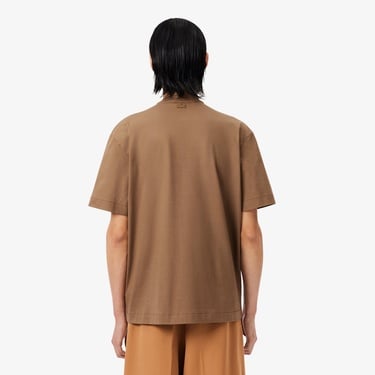  Lacoste Runway Erkek Relaxed Fit Bisiklet Yaka Baskılı Kahverengi T-Shirt
