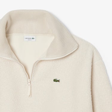  Lacoste Erkek Loose Fit Yarım Fermuarlı Krem Sweatshirt