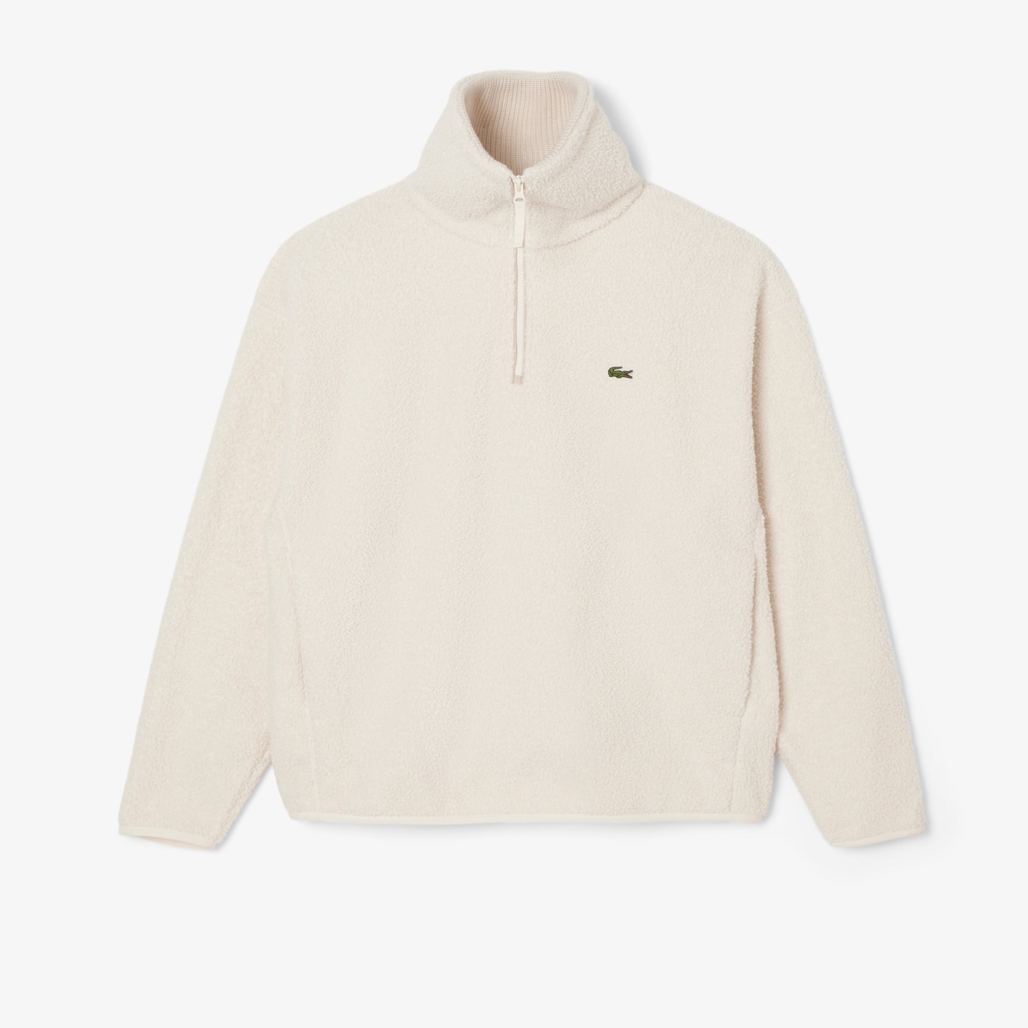 Lacoste Erkek Loose Fit Yarım Fermuarlı Krem Sweatshirt
