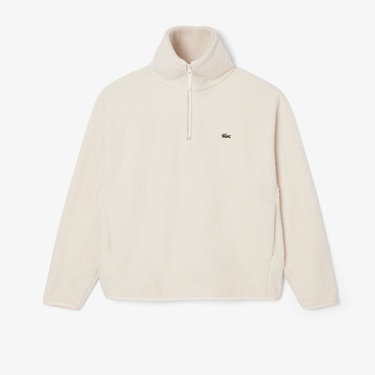  Lacoste Erkek Loose Fit Yarım Fermuarlı Krem Sweatshirt