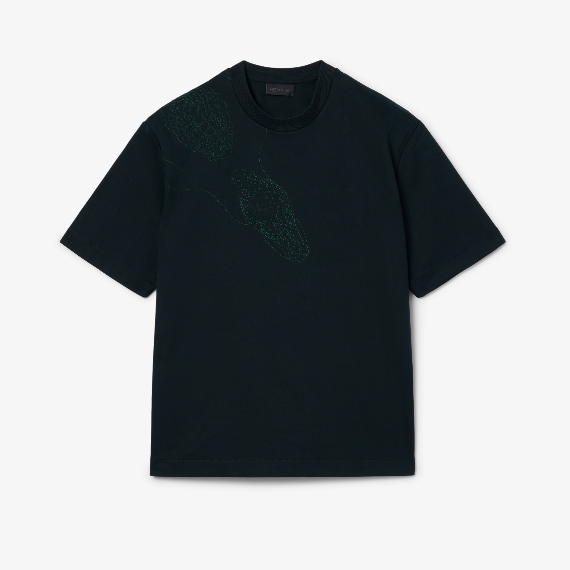 Lacoste Runway Erkek Relaxed Fit Bisiklet Yaka Baskılı Koyu Yeşil T-Shirt