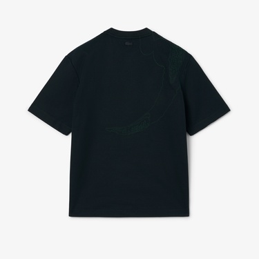  Lacoste Runway Erkek Relaxed Fit Bisiklet Yaka Baskılı Koyu Yeşil T-Shirt