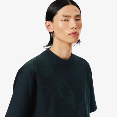  Lacoste Runway Erkek Relaxed Fit Bisiklet Yaka Baskılı Koyu Yeşil T-Shirt