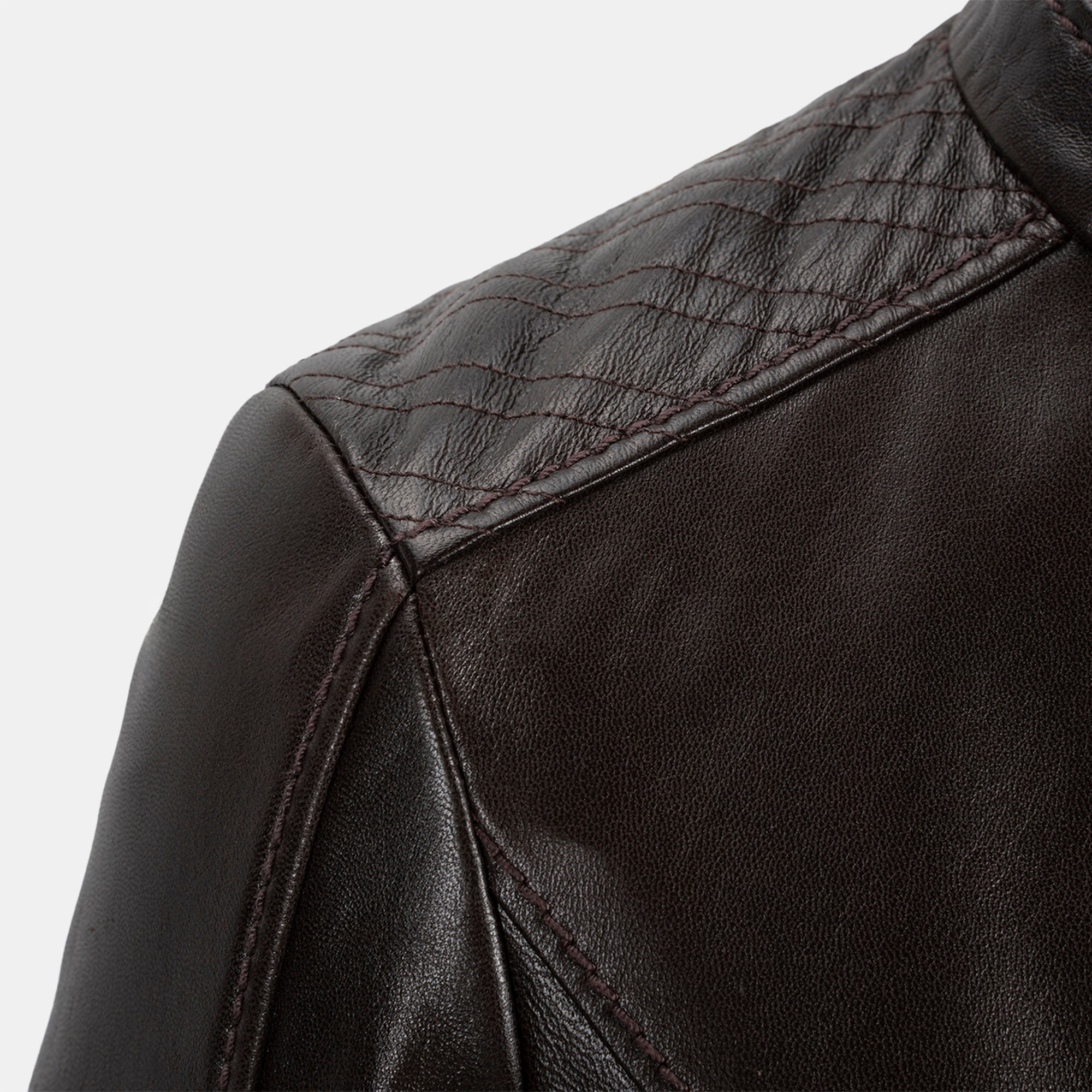 Kadın Koyu Kahve Hakim Yakalı Fit Deri Ceket