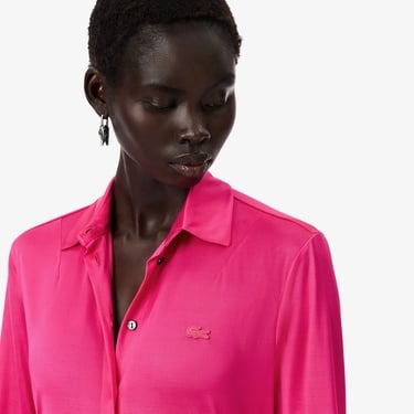  Lacoste Runway Kadın Slim Fit Pembe Gömlek